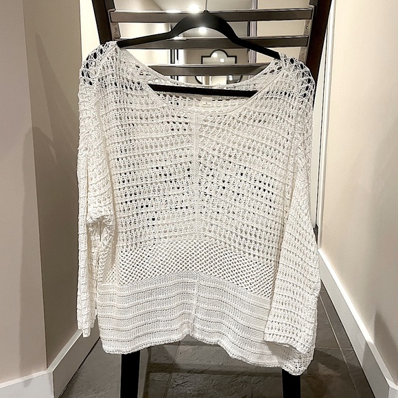 LOFT Tops - LOFT White Crochet Long Sleeve Shirt